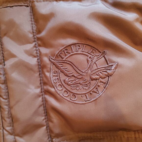 Triple F.A.T. Goose Brown Down Bomber Jacket Real Fur Hood Size M - Picture 2 of 11